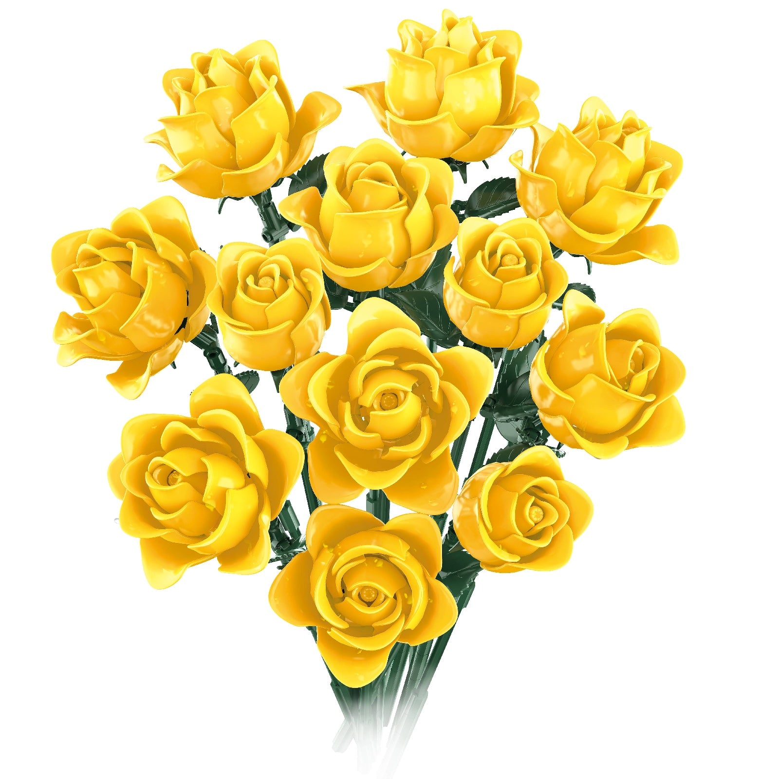 Jovialboom Flowers Bouquet Building Set - 12 Roses Yellow Roses Building Blocks for Home Decor