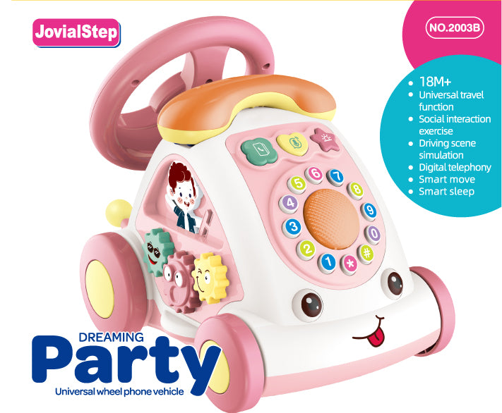 JovialStep Music Toddler Toys with Car/Sound/Music/Steering Wheel/Telephone/Lights Multi-Functional Car Early Educational Birthday Gift for Girl