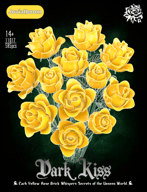 Jovialboom Flowers Bouquet Building Set - 12 Roses Yellow Roses Building Blocks for Home Decor