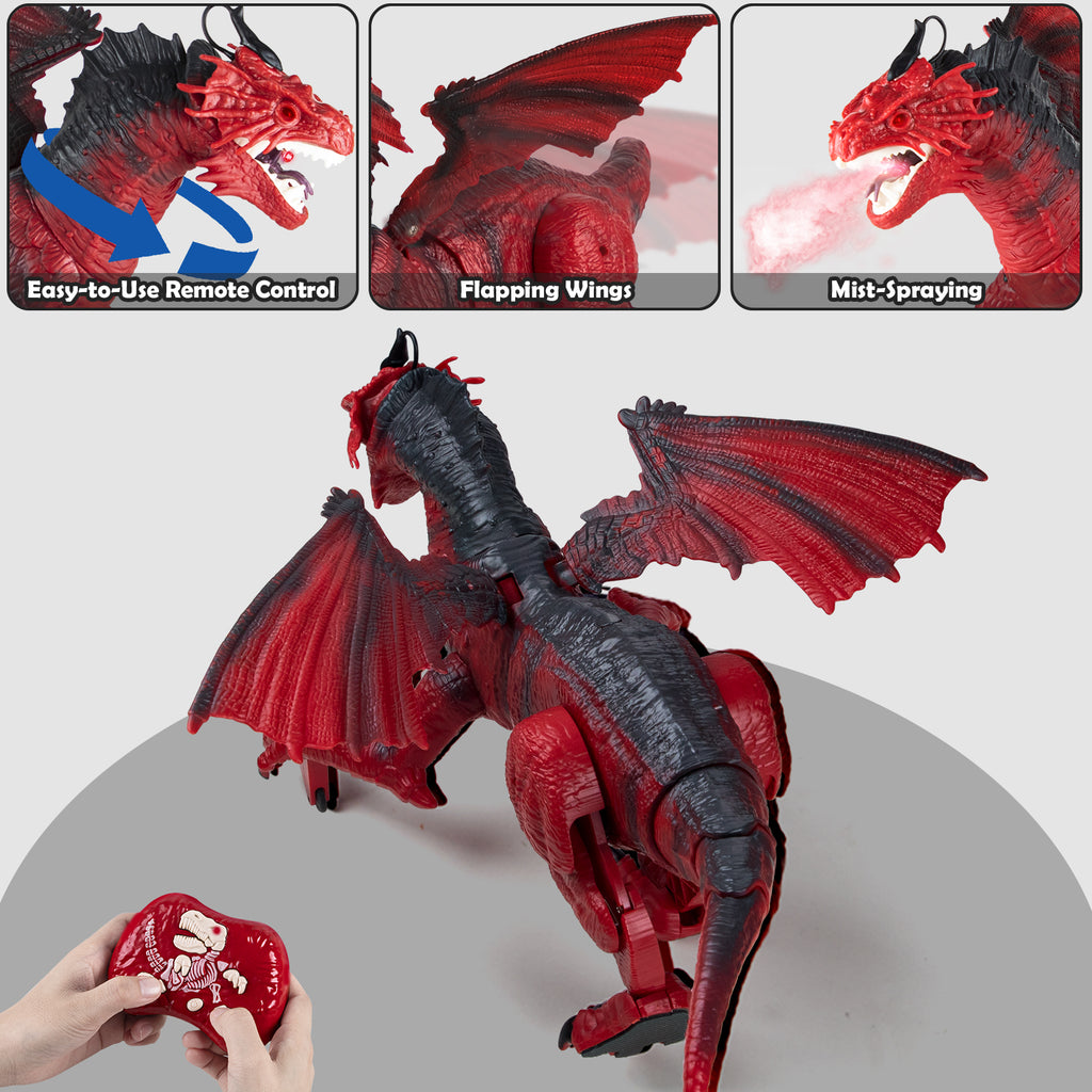 TOKKID Remote Control Dragon Toy for Kids with 360° Swaying Head, Roaring, Spraying & Light Up - Remote Control Robot Toys for Kids - Birthday Gift for Boys Girls