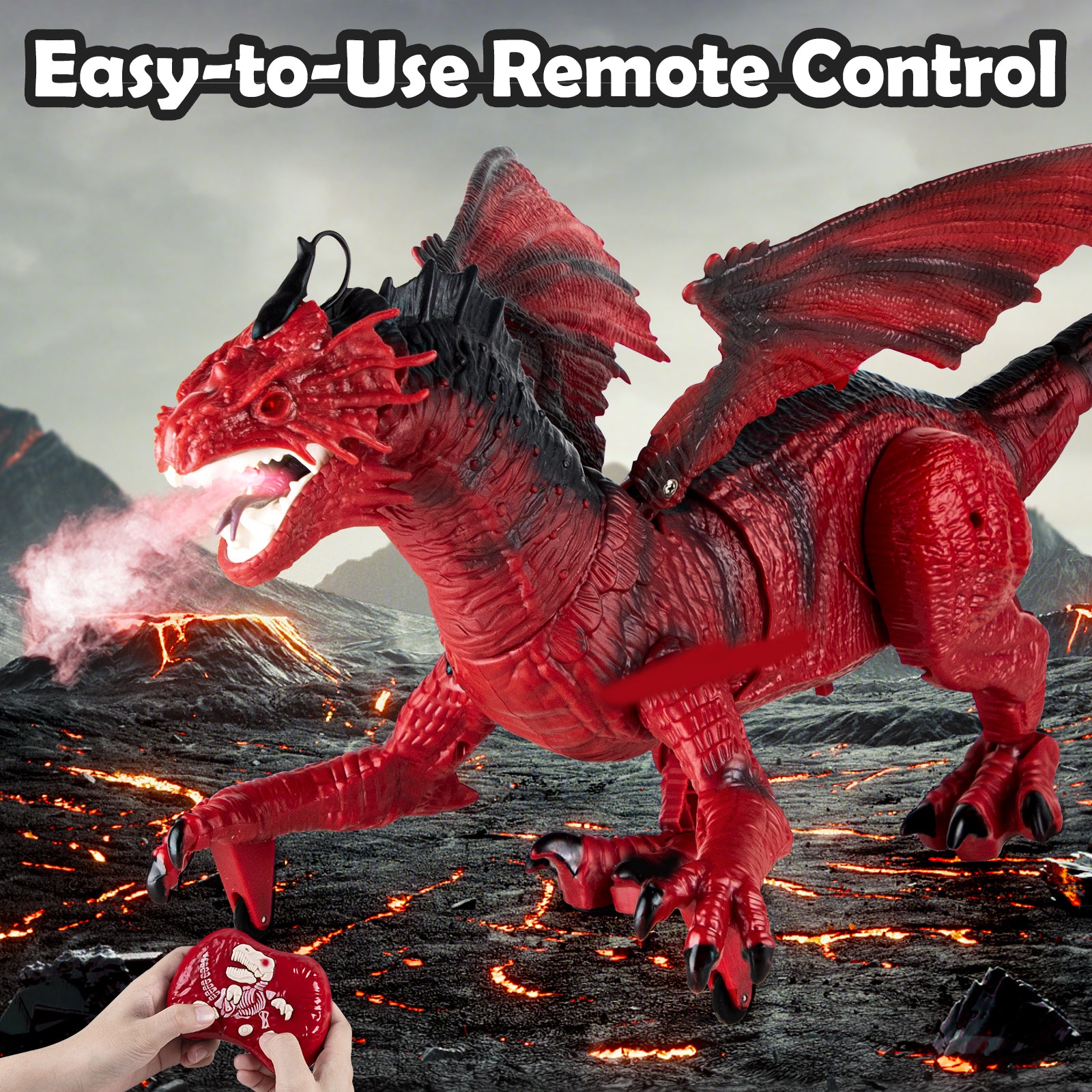 TOKKID Remote Control Dragon Toy for Kids with 360° Swaying Head, Roaring, Spraying & Light Up - Remote Control Robot Toys for Kids - Birthday Gift for Boys Girls