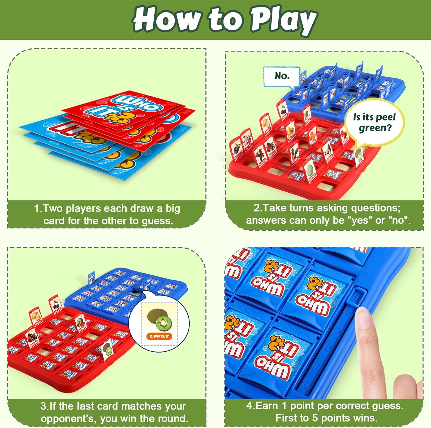 TPRUNS Guessing Board Game for Kids Ages 3 and Up – Who is It? – Two-Player Logic Deduction Game to Boost Cognitive Skills, Family Fun – Travel Friendly Educational Toy